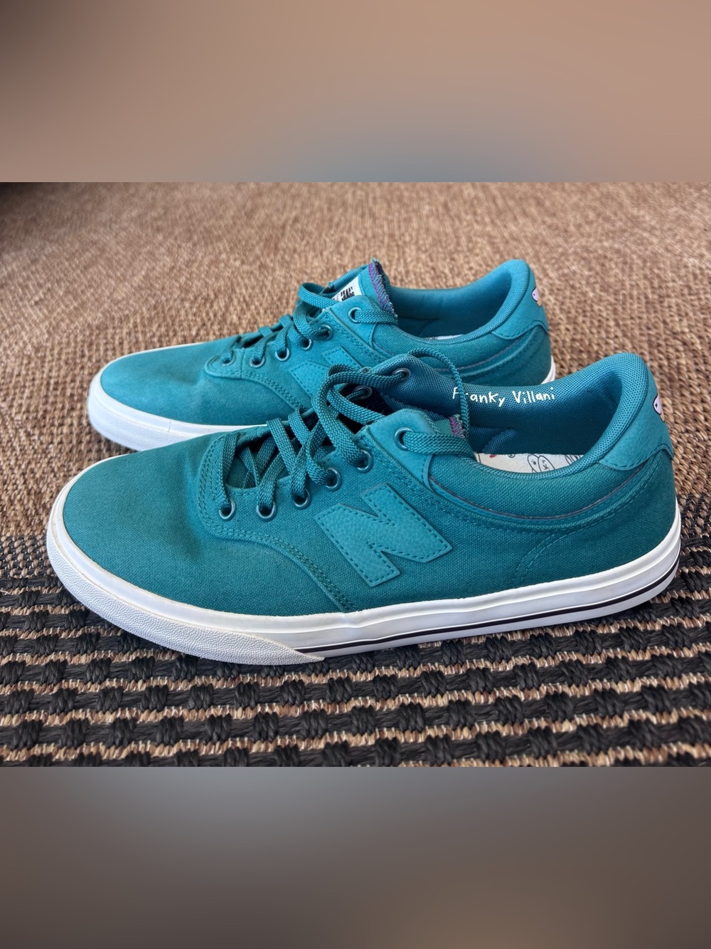 New Balance Men’s Green Frankie Villani Canvas Low-Top Skate Sneakers Size 10